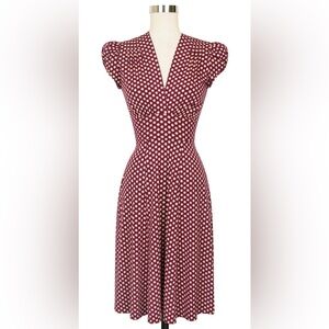 Polka Dot V-Neck Dress Ashley wine dots